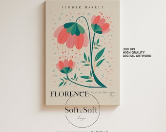 Flower Market Print, Floral Poster, Botanical Wall Art, Florence Art Prints, Digital Download, Matisse Print, Matisse Cut Out Poster