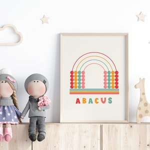 Nursery Wall Art, Baby Decor Prints, Kid Abacus Poster, Colorful Wall Art, Nursery Prints, Kid Education Poster, Unisex Kids Print, Digital