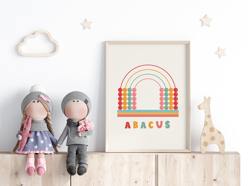 Nursery Wall Art, Baby Decor Prints, Kid Abacus Poster, Colorful Wall Art, Nursery Prints, Kid Education Poster, Unisex Kids Print, Digital