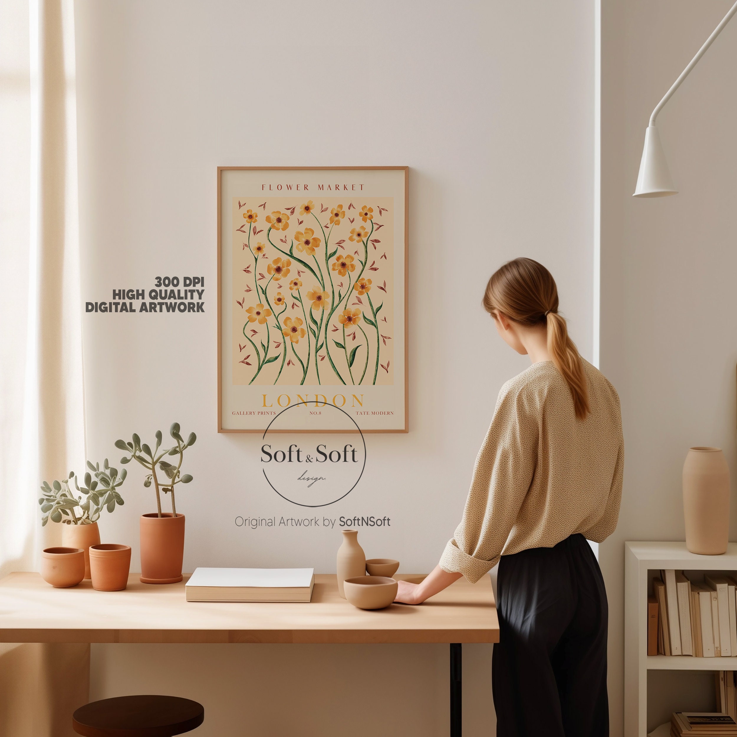 Botanical Wall Art, Flower Market London Print, Digital Download Flower ...