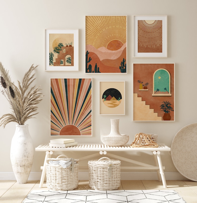 Boho Wall Collage Mega Bundle, Set of 24 Prints, Geometric Dorm Wall Art, Abstract Poster Set, Printable Home Decor, Digital Download