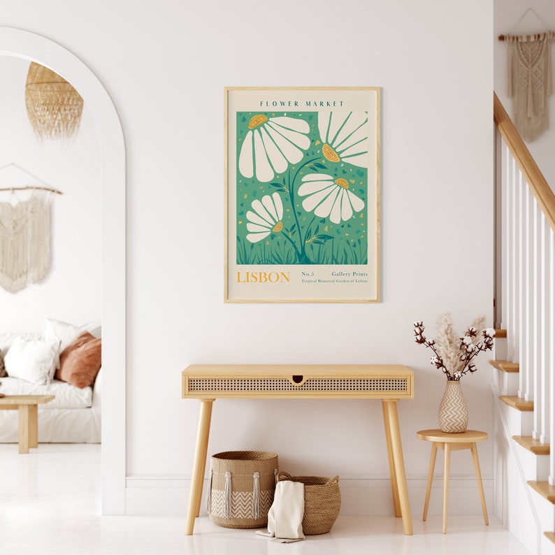 Flower Market Print, Floral Poster, Botanical Wall Art, Lisbon Art Prints, Digital Download, Matisse Print, Matisse Cut Out Poster