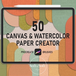 Pennelli per texture di carta per acquerello e tela per Procreate, set di pennelli Procreate, 50 tavolozze di colori, carte per album di ritagli digitali scaricabili senza soluzione di continuità