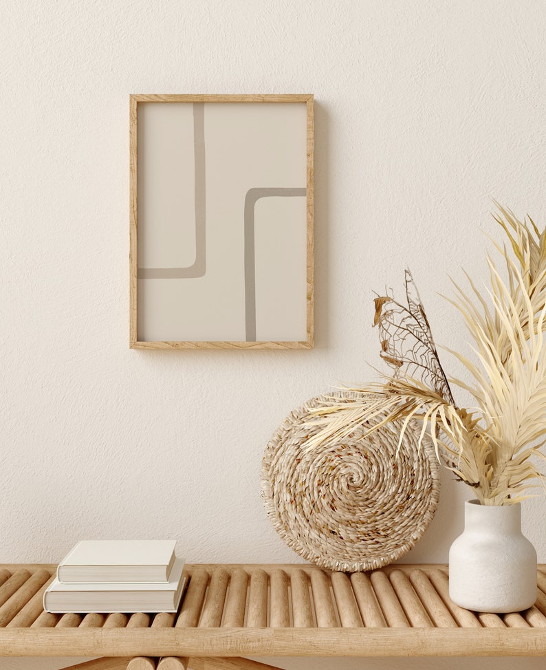 Abstract Art Print, Boho Line Art, Bohemian Wall Decor, Japandi Prints, Scandinavian Poster, Minimalist Line Artwork, Warm Home Decor