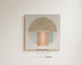 Abstract Mid Century Circle Wall Art, Macrame Square Poster, Modern Home Decor, Boho Printable Artwork, Colorful Digital Download Print