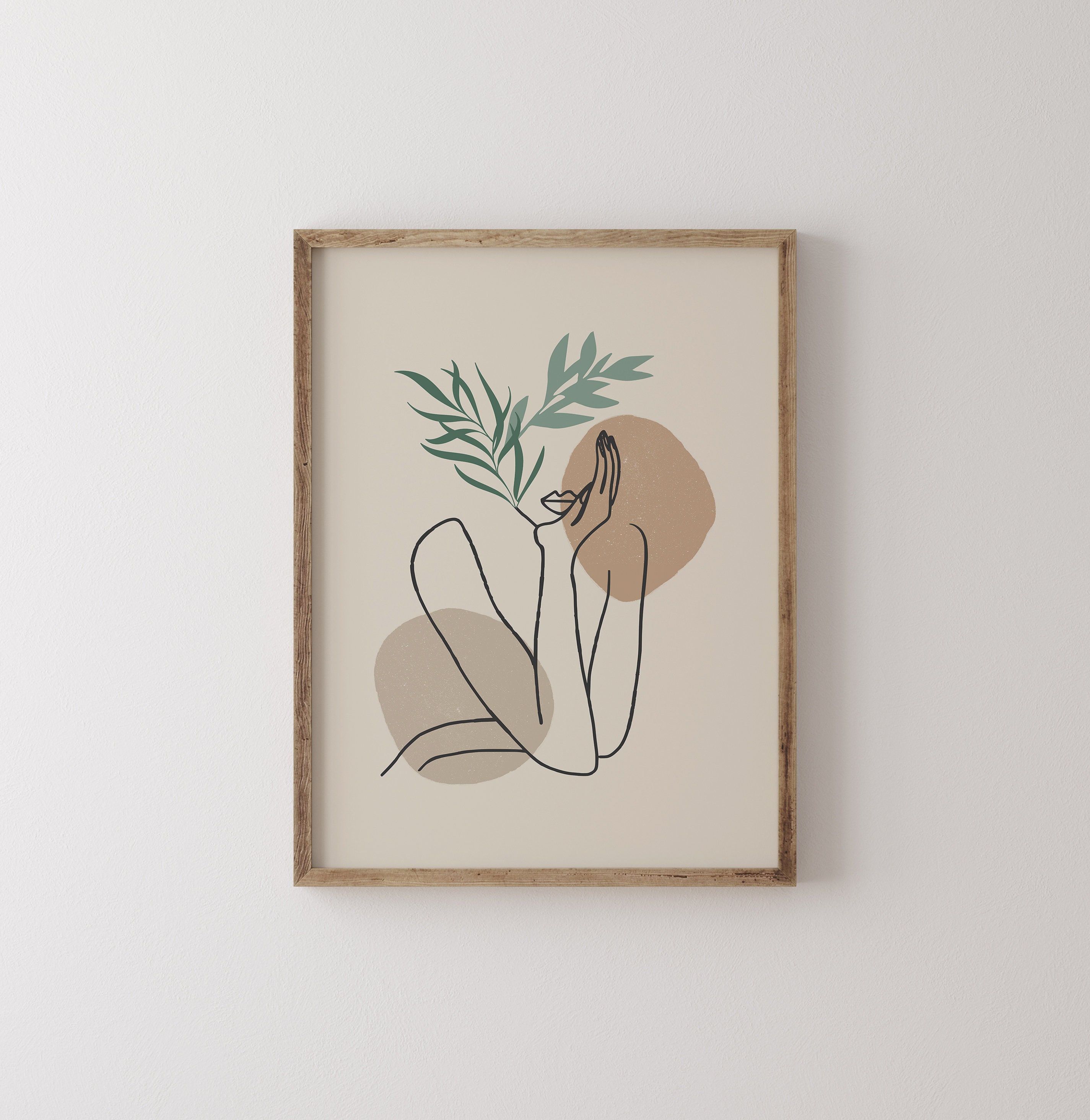 Boho Woman Art Print, Woman Line Art, Flower Wall Art, Boho Floral ...