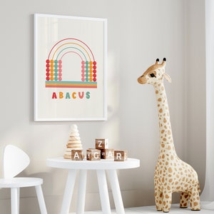 Nursery Wall Art, Baby Decor Prints, Kid Abacus Poster, Colorful Wall Art, Nursery Prints, Kid Education Poster, Unisex Kids Print, Digital