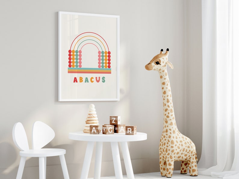 Nursery Wall Art, Baby Decor Prints, Kid Abacus Poster, Colorful Wall Art, Nursery Prints, Kid Education Poster, Unisex Kids Print, Digital