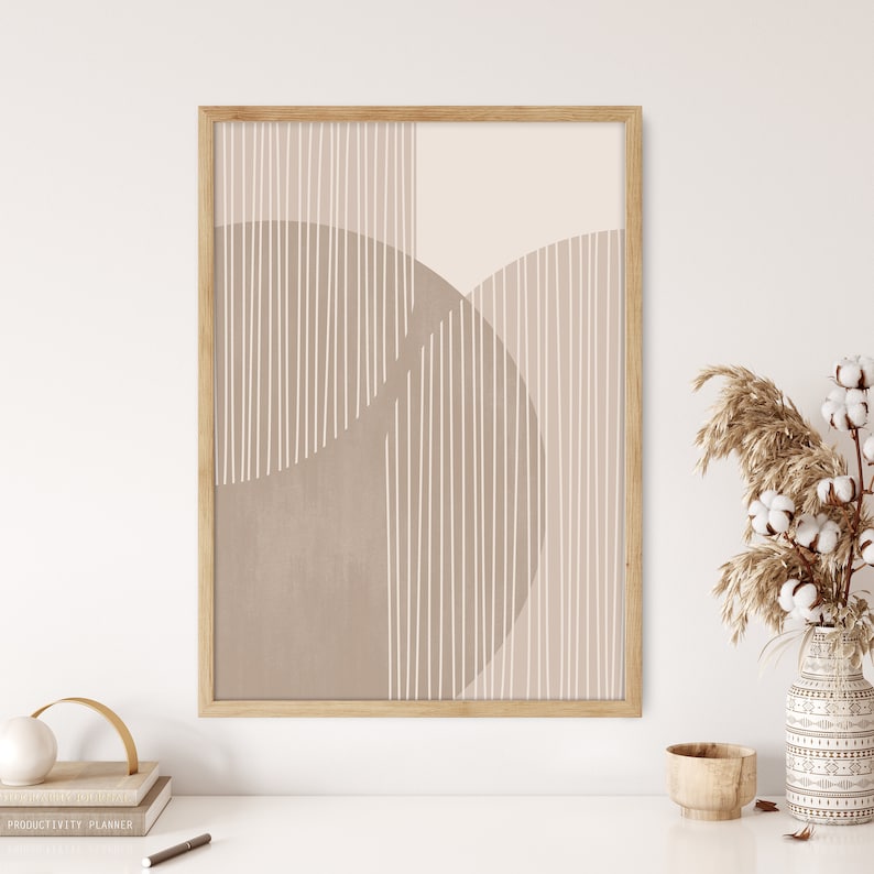 Neutral Wall Art Mid Century Modern Neutral Art Prints Etsy