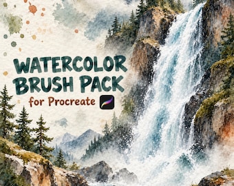 40+ Watercolor Brushes for Procreate: Landscape Painting Kit with Paper Textures & 50 Color Palettes