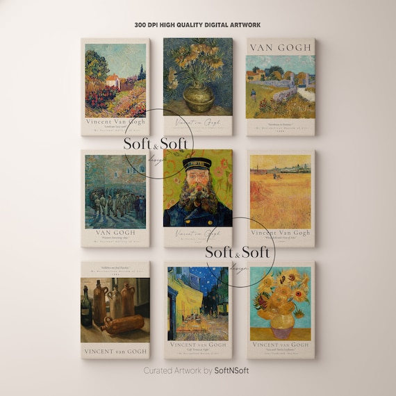 Van Gogh Prints, Van Gogh Wall Art, Vintage Print Set, Van Gogh, Digital Download, Eclectic Wall Prints, Oil Painting, Gallery Wall Art Set