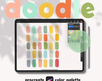 Doodle Procreate Color Palette, Vivid Retro Procreate Color Swatch, Pink Blue Yellow, Procreate Art Digital Palette, Boho Color Palette