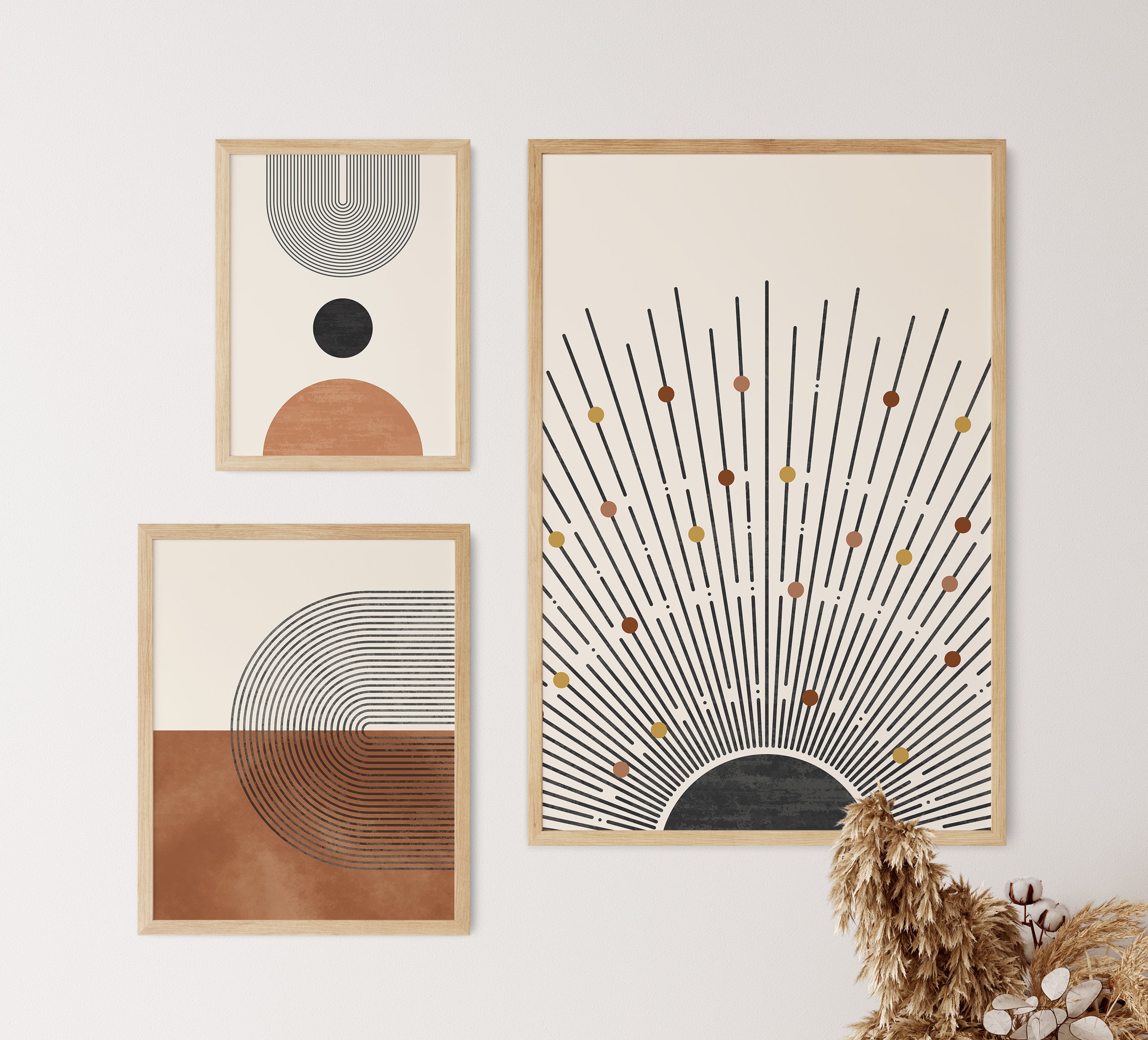 Mid Century Art Prints Set of 3 Neutral Modern Wall Art Etsy Nederland