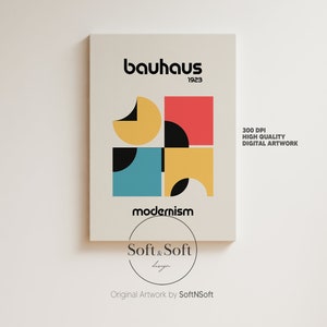 Bauhaus Modern Print, Architecture Poster, Minimalist Wall Art, Exhibition Poster, Colorful Wall Art, Work Space Decor, Digital Download