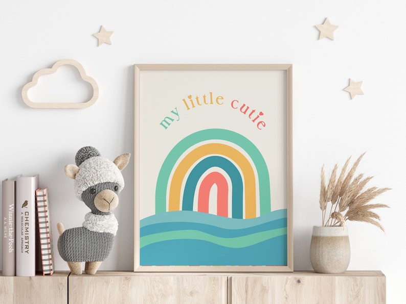 Nursery Print, Kids Rainbow Decor, Baby Quote Print, Baby Room Poster, Newborn Gift, Colorful Wall Art, Playroom Print, Digital Nursery Art