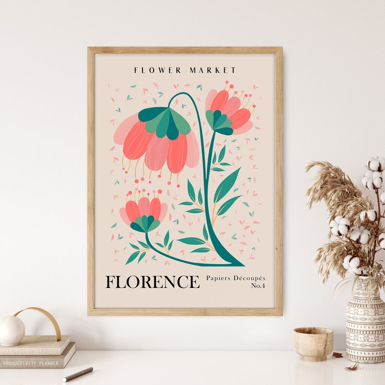 Flower Market Print, Floral Poster, Botanical Wall Art, Florence Art Prints, Digital Download, Matisse Print, Matisse Cut Out Poster