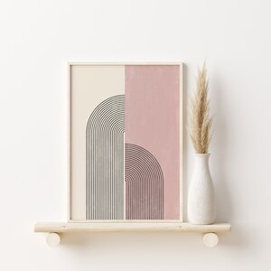 Light Pink Abstract Poster Set, Set of 3 Prints, Boho Rainbow Prints, Geometric Room Decor, Downloadable Prints, Cute Decor Gallery