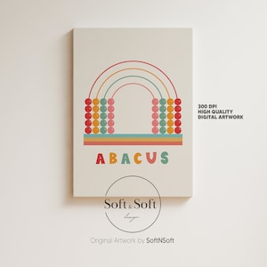 Nursery Wall Art, Baby Decor Prints, Kid Abacus Poster, Colorful Wall Art, Nursery Prints, Kid Education Poster, Unisex Kids Print, Digital