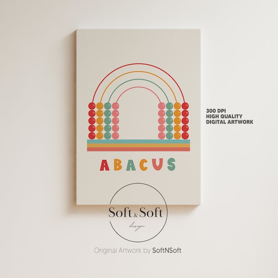 Nursery Wall Art, Baby Decor Prints, Kid Abacus Poster, Colorful Wall Art, Nursery Prints, Kid Education Poster, Unisex Kids Print, Digital