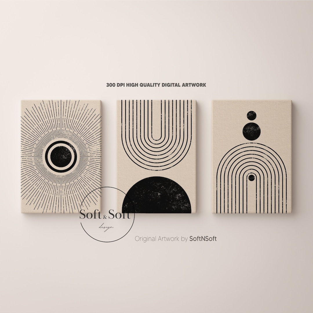 Mid Century Modern, Set of 3 Prints, Black and White Gallery Wall Art ...