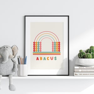 Nursery Wall Art, Baby Decor Prints, Kid Abacus Poster, Colorful Wall Art, Nursery Prints, Kid Education Poster, Unisex Kids Print, Digital