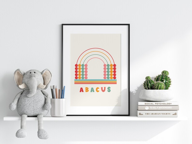 Nursery Wall Art, Baby Decor Prints, Kid Abacus Poster, Colorful Wall Art, Nursery Prints, Kid Education Poster, Unisex Kids Print, Digital