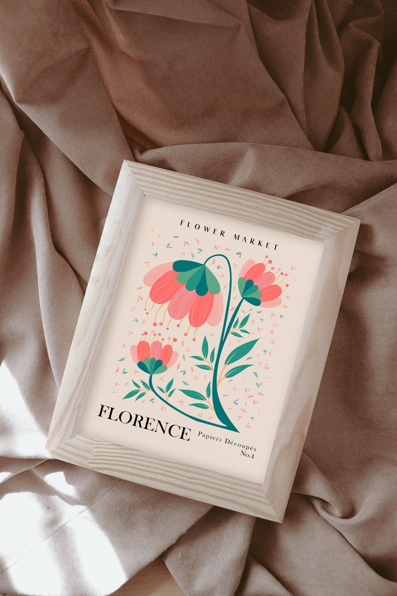 Flower Market Print, Floral Poster, Botanical Wall Art, Florence Art Prints, Digital Download, Matisse Print, Matisse Cut Out Poster