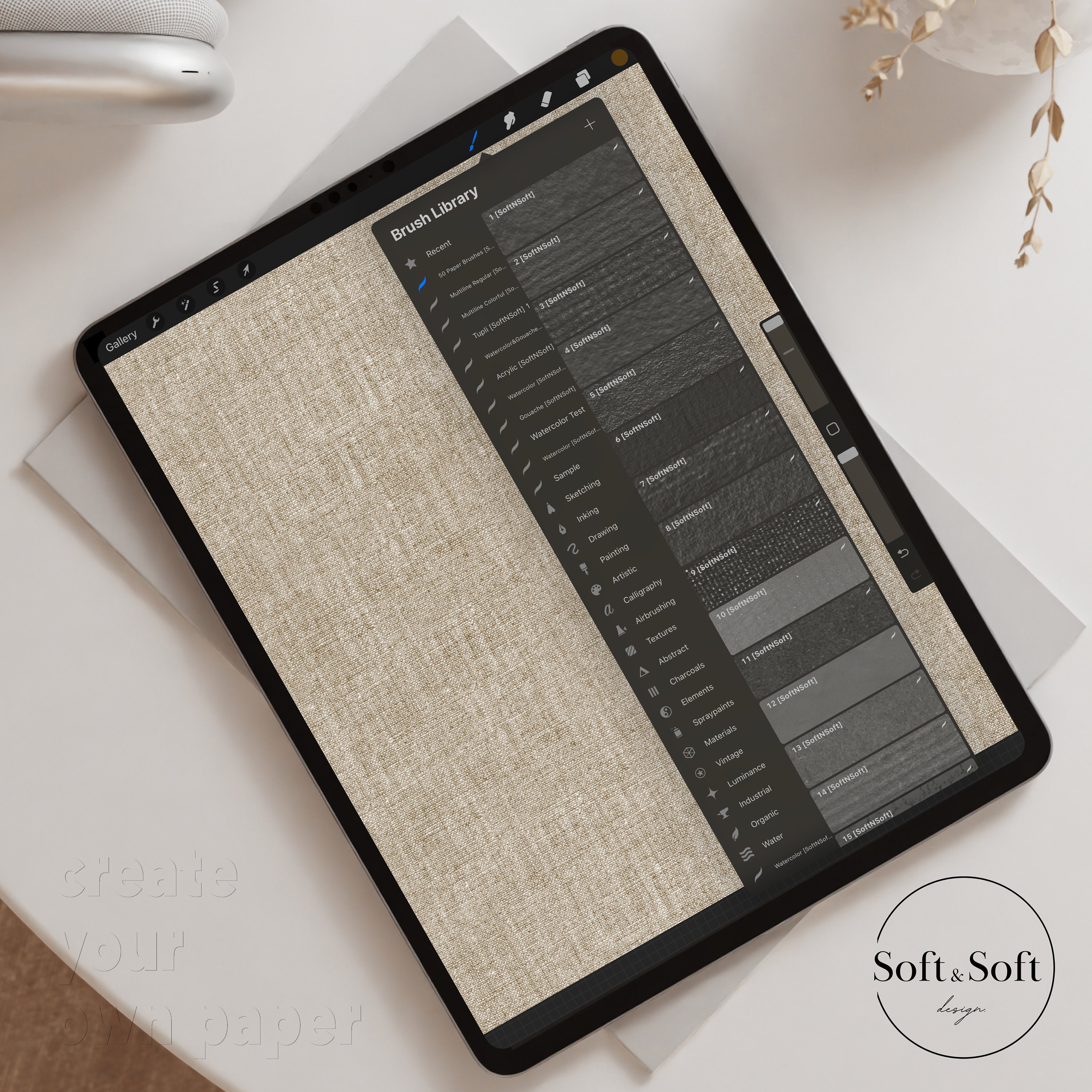 Watercolor & Canvas Paper Texture Brushes for Procreate, Procreate ...