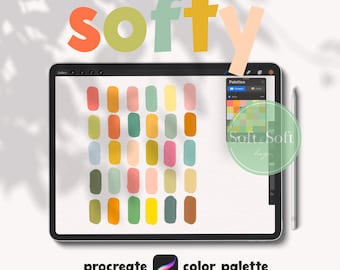 Procreate Color Palette, Pastel Retro Procreate Color Swatch, Boho Color Palette, Digital Download, Digital Palette, Procreate Color Picking