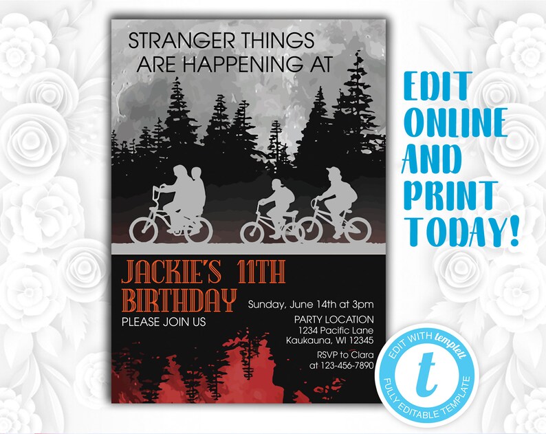 Stranger Invitation Stranger Birthday Things Birthday Etsy