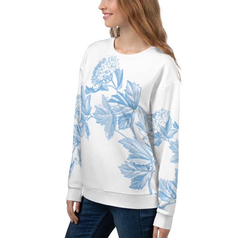 Flower sweatshirts for women in white and blue wildflower Etsy