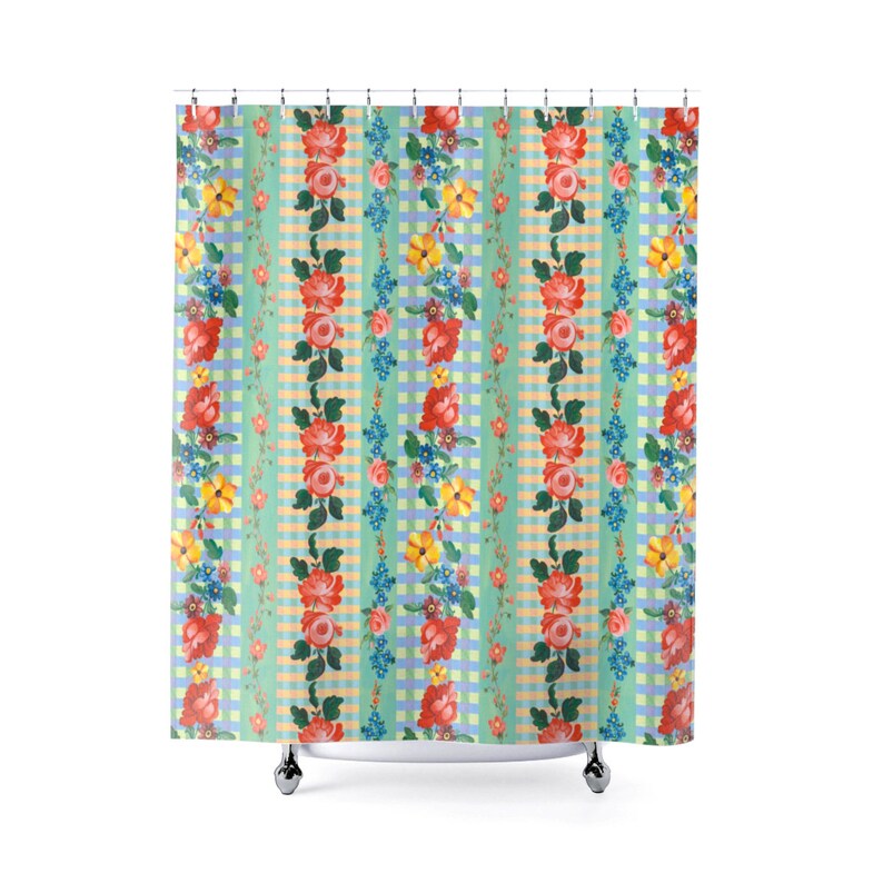 Colorful Summer Flowers Shower Curtains Nature Inspired Etsy