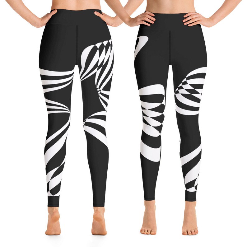 Unique Yoga Pants Personalized Black and White Yoga Pants Etsy