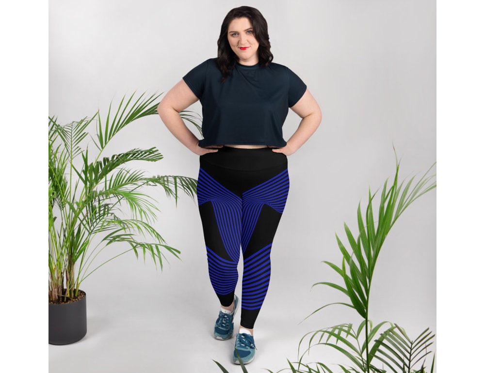 Black and Blue Striped Plus Size Tights 