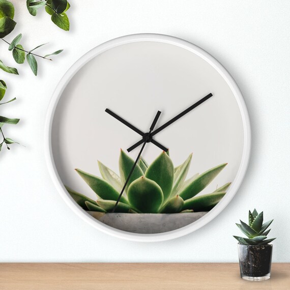 Clocks Home & Living Home Décor Modern Wall Clocks Succulent Wall Clock