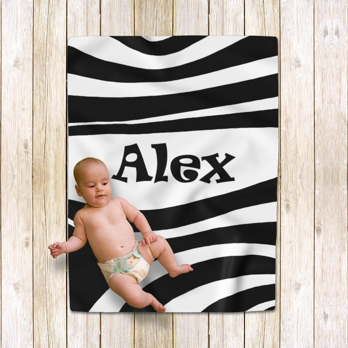 Custom Alex baby boy Personalized name blanket Zebra black Etsy