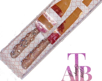 Rose Gold Bling Wedding Cake Cutting Set