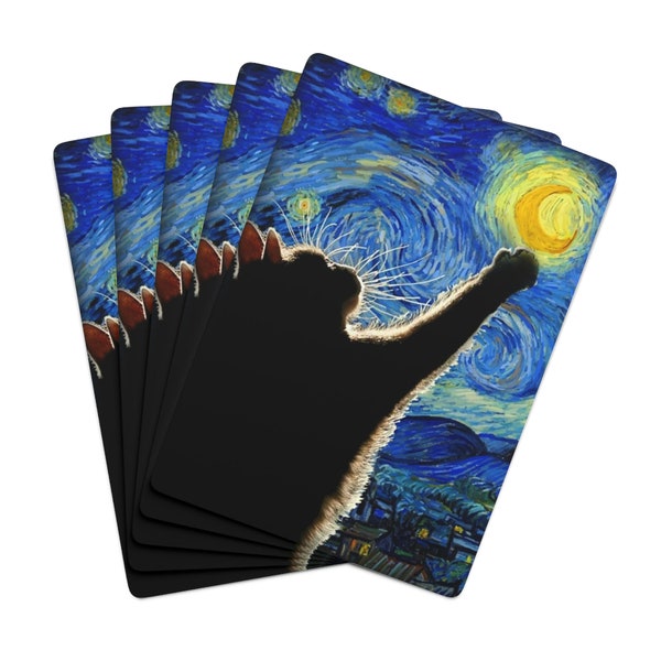VINCENT VAN GOGH Starry Night Cat Lover Abstract Art Painting Poker Black Jack Playing Cards