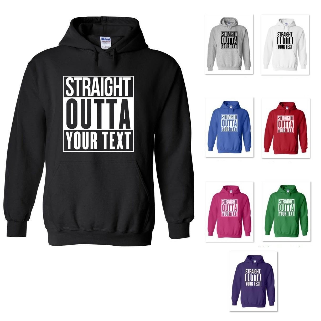 STRAIGHT OUTTA Your Text CITY Custom Print Hoodie Hooded - Etsy