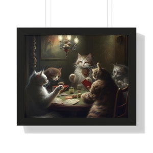 Poker Night Showdown: Feline Edition - Canvas – artAIstry