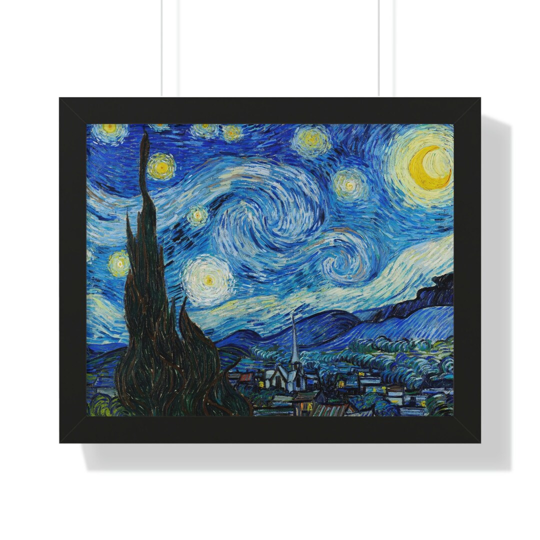 VINCENT VAN GOGH Starry Night Abstract Art Painting Framed Poster Etsy