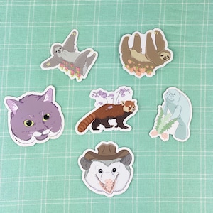 Stickers Sloth Possum Manatee Cat Red Panda