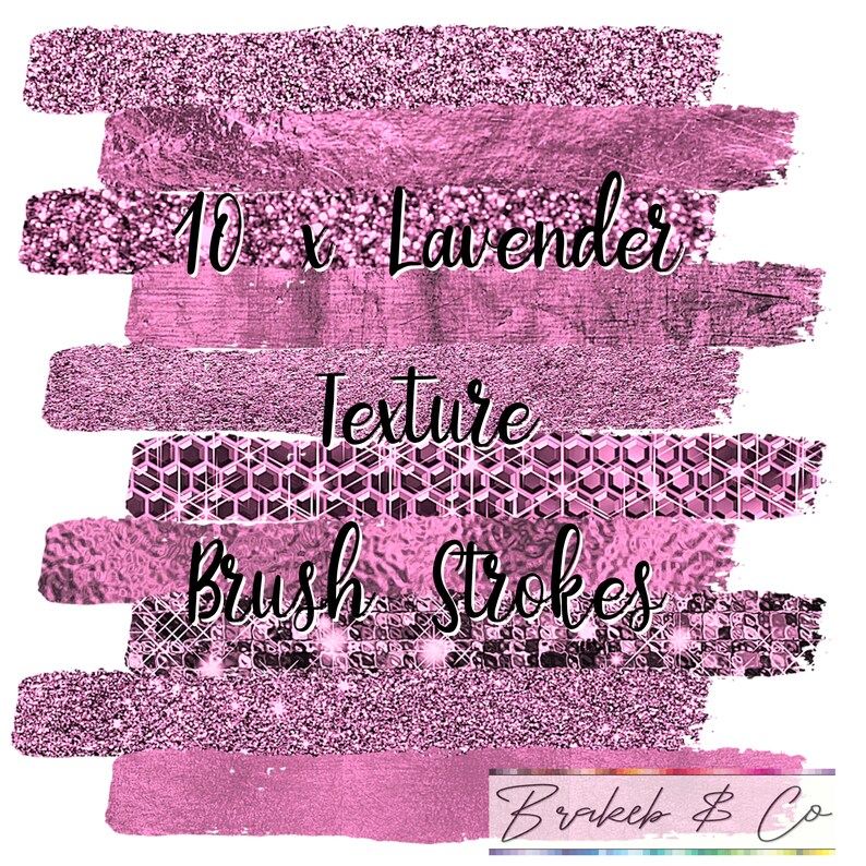 Foil Clipart 10 x Lavender Textured Brush Stroke Clipart Instant Download Glitter Brush Stroke lavender Foil Brush Stroke