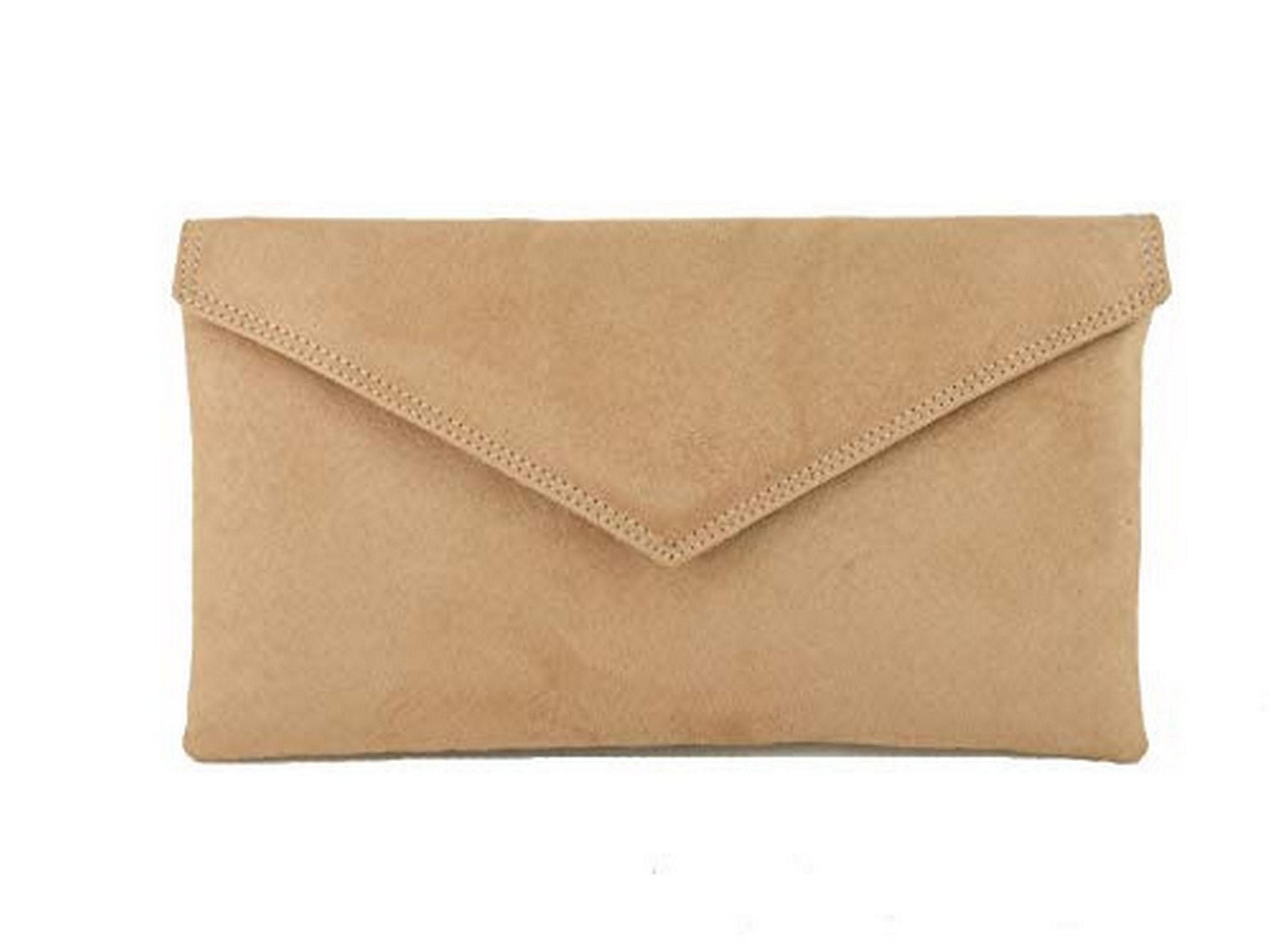 Nude Clutch Purse Loni Womens Neat Envelope Faux Suede Clutch Bag