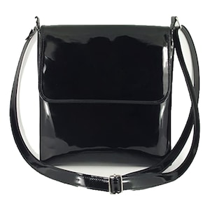 Loni Womens Cool Faux Patent Leather Cross-Body Shoulder Bag Handbag Medium Size