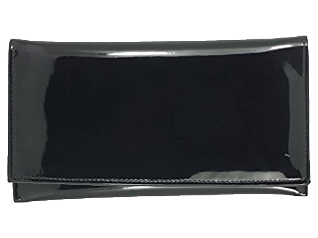 LONI Women's Wallet Clutch - Navy Patent Faux Leather, 17.5x9x1cm, Coin Pouch & Card Slots