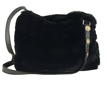 LONI Womens Faux Fur Crossbody Shoulder Bag Handbag | Adjustable Shoulder Strap | Lightweight Bag for Woman