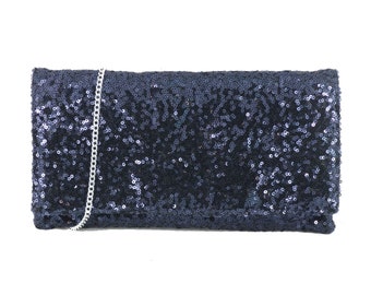 Sequin Clutch Bag: Handmade Evening Purse with Detachable Chain