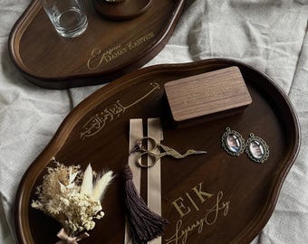 Gepersonaliseerde houten verlovingsschaal | Verlovingsschaal | Verlovingsset | Koffieschaal | Ringschaal