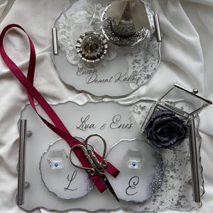 Engagement tray wedding tray damat coffee tray silver